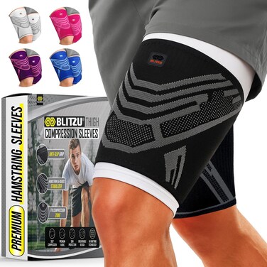 BLITZU Thigh Compression Sleeve Hamstring Support Brace for Men Women XL