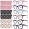 SIGVAN 6 Pack Reading Glasses Blue Light Blocking Square Computer Spring Hinge Readers for Women Men 6 Mix 225 multiplierx