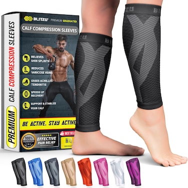 BLITZU Calf Compression Sleeves Footless Compression Socks for Men Women