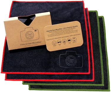 CleanClean Clear Microfiber Extra Large Cleaning Cloth 4 Pack Ultra Premium Microfiber for Camera Lens Glasses Screens and All Lens