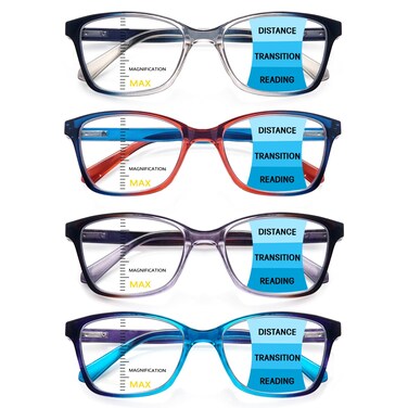 STASTEND 4 Pack Progressive Multifocus Reading Glasses for Women Men Spring Hinge Blue Light Blocking Readers MIX 175 x