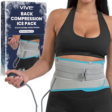 Vive Back Ice Pack for Lower Back Pain Relief with Strap Large Wearable Gel Ice Pack Wrap Reusable for Injuries Inflatable Lumbar Compression Cold Pad Brace Ice Belt for Bulging Disc Sciatica