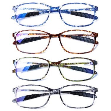 DOOViC Computer Reading Glasses 4 Pack Blue Light Blocking Glasses TR90 Flexible Lightweight Readers for Women Men 150