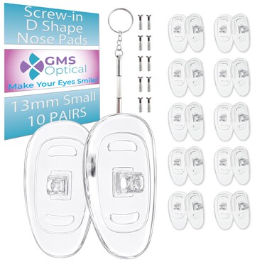 GMS Optical Screwin Nose Pads DShape 13mm Small 10 Pairs Nose Pads for Glasses