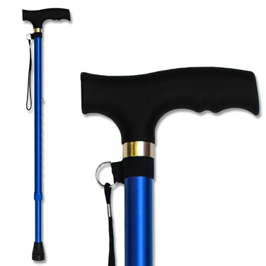 RMS Walking Cane Lightweight Offset Cane with Ergonomic Handle Blue