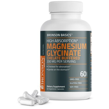Bronson Magnesium Glycinate 200 mg Buffered 60 Vegetarian Capsules