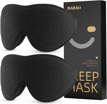 MABAO 2 Pack Sleep Mask for Side Sleeper Eye Mask for Sleeping Black