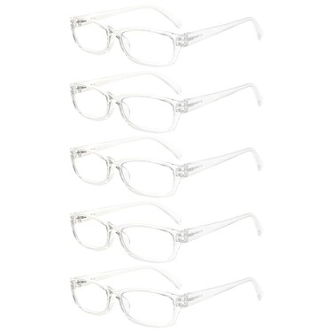 VIDEBLA 5 Pack Computer Reading Glasses Men and Women Anti Eyestrain Blue Light Blocking Glasses for Reading 5 Clear 000