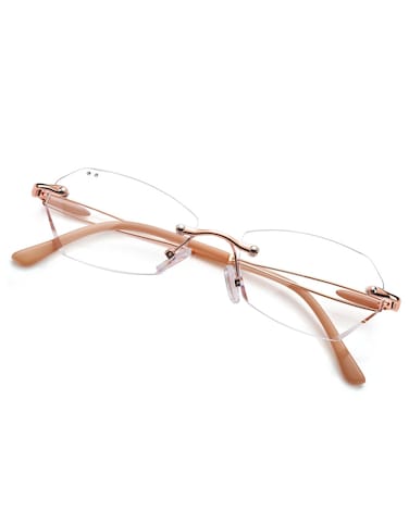 TERAISE Trendy Rimless Reading Glasses for Women Stylish Blue Light Blocking Computer Reader Clear Lens Comfortable and Lightweight Frameless Presbyopia Eyeglasses15X