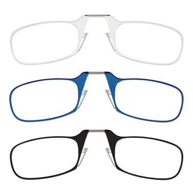 ThinOptics Readers Rectangular Reading Glasses 3 PackBlack Clear Blue 44mm 25