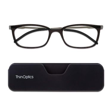 ThinOptics Unisex Adult Glasses Reading Attachable Case Rectangle Black 250 US