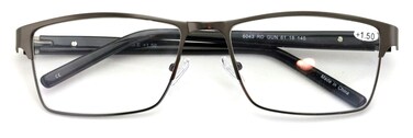 V.W.E. VWE Men Premium Rectangle Metal with Plastic Temple Extra Large Reader 152mm Wide Frame Reading Glasses Gunmetal 125