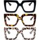 REAVEE 3 Pack Oversized Reading Glasses for Women Large Frame Extra Wide Blue Light Blocking Readers Stylish Square Thick EyewearBlackLeopardGrey Leopard 25