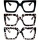 REAVEE 3 Pack Oversized Reading Glasses for Women Large Frame Extra Wide Blue Light Blocking Readers Stylish Square Thick EyewearBlackBlack LeopardClear Leopard 25