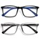 OPULIZE INK Reading Glasses Value 2 Pack Large Rectangular Frame Spring Hinges Scratch Resistant Black Grey Mens Womens 100