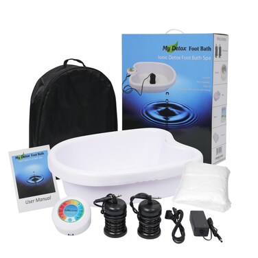 My Detox Ionic Detox Foot Bath Cleanse Spa with Basin 100 Liners and Two Round Arrays