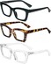 REAVEE 3 Pack Reading Glasses Blue Light Blocking Computer Square Readers for Women with Spring Hinge Anti GlareEyestrain 125