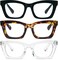 REAVEE 3 Pack Reading Glasses Blue Light Blocking Computer Square Readers for Women with Spring Hinge Anti GlareEyestrain 125