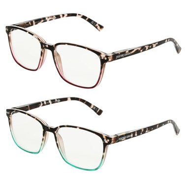 Foster Grant Womens Kendall 2Pack Square Reading Glasses Tortoise 175