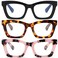 FSRTEP Stylish Readers for Women 3 Pack Reading Glasses with Blue Light Blocking and Spring Hinge 175