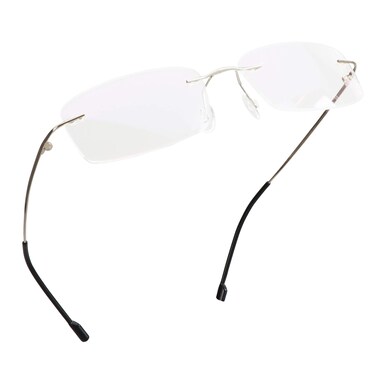 LifeArt Blue Light Blocking Computer Reading GlassesMens and Womens Rimless Frame Silver No Magnification