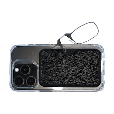 Always With ThinOptics Readers with Magsafe Compatible Case Armless OnNose Reading Glasses Slim Case Attaches to Phone PU Black 10x