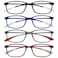 OPULIZE ICE Reading glasses for Women MenScratch Resistant Rectangular frame with Spring Hinges BlackDark BlueGreyDark Red 15 Pack of 4