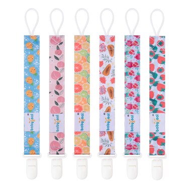babygoal Fruit Pacifier Clips 6 Pack Binky Paci Holder Leashes Fits for Most Baby Pacifiers and Binkies