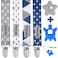 Dodo Babies Pacifier Clip Teether Toy Set Universal Pacifier Holder Loop Silicone Teethers for Baby Teething Toys 6 Piece Set Blue Gray