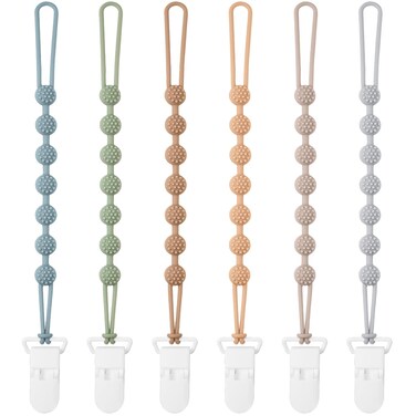 Eascrozn Baby Pacifier Clip 6 Pack Silicone Pacifier Holder BPA Free