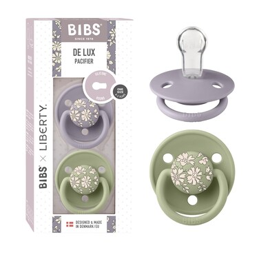 BIBS x Liberty De Lux Pacifier 0 Months 2Pack Round Nipple Capel Sage