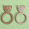 Dirbabi Silicone Baby Teether Teething Toy Ring for Babies Easy to Hold Design BPA Free Sand Light Grey