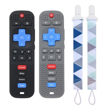 Eascrozn 2 Pack Silicone Baby Teething Toys Remote Control Shape