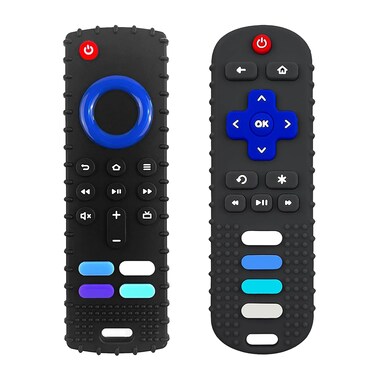 ERSIHUA 2Pcs Silicone Teething Toys Remote Control Shape Teethers for Babies Remote Teething Toys Silicone TV Remote Teether BPA FreeRefrigerator Safe