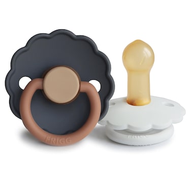 FRIGG Daisy Natural Rubber Baby Pacifier Made in Denmark BPAFree AuroraBright White 618 Months 2Pack