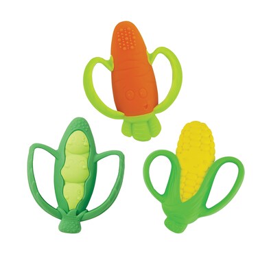 Infantino Lil Nibbles Textured Silicone Teether Carrot Corn Pea Pod