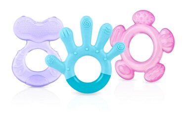 Nuby 3 Step Baby Teether Set for Teething Relief 3 Count Soft and Hard Teethers for Babies Soothes Sore Gums 3 Months