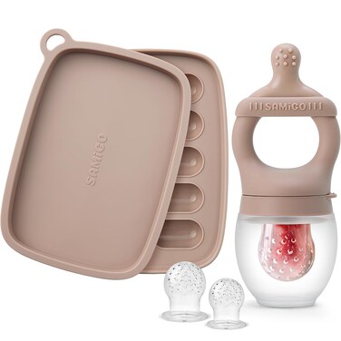 SAMiGO Baby Food Fruit Feeder Popsicle Mold Set for Teething Relief