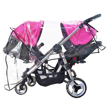 GALAOMA Weather Shield Double Stroller Rain Cover Twin Tandem Universal Size