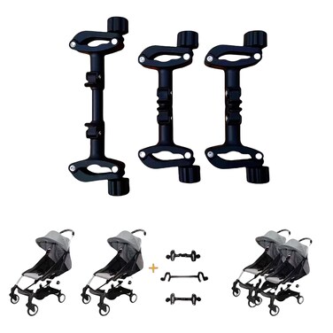 MINILUJIA Twin Stroller Connector Side by Side Universal Stable Baby Stroller Pushchair Connectors Detachable Adjustable Two Single Strollers into a Double Stroller