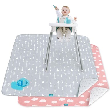 Biloban Splat Mat 2 Pack for Under High Chair Waterproof Splash Mat 4246