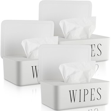 Singhoow 3 Pack Baby Wipes Dispenser Small White