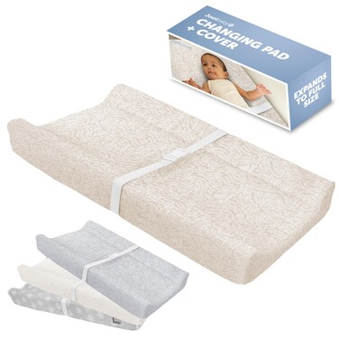 Jool Baby Soft Changing Pad Washable Cover Wave Pattern Oatmilk