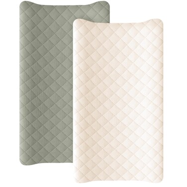 Konssy 2 Pack Quilted Muslin Changing Pad Cover Waterproof Layer 32x16