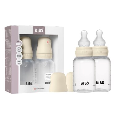 BIBS Plastic Baby Bottle 150 ml 2Pack Silicone Nipple Ivory