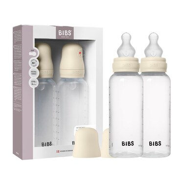 BIBS Plastic Baby Bottle 270 ml 2Pack Silicone Nipple Ivory
