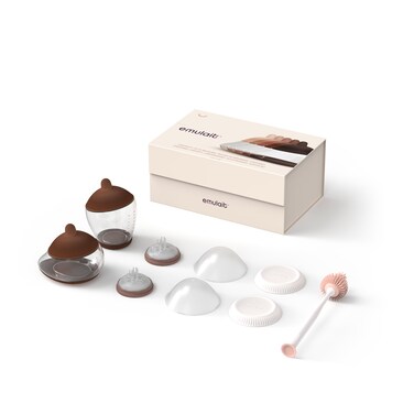 Emulait Baby Bottle Starter Kit Includes 2 Bottles 2 Nipples 2 Caps 2 Lids 2 Responsive Flow Valves Cleaning Brush Deep Shape 4 Most CommonRFV
