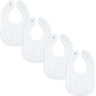 Comfy Cubs Muslin Bibs for Babies Pack of 4 White