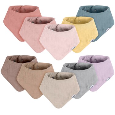 Gerber Baby Unisex Muslin Bandana Bibs 10Pack Solid Pastel One Size