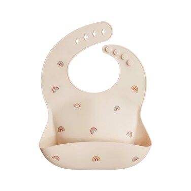 mushie Silicone Baby Bib Adjustable Fit Waterproof Bibs Rainbows